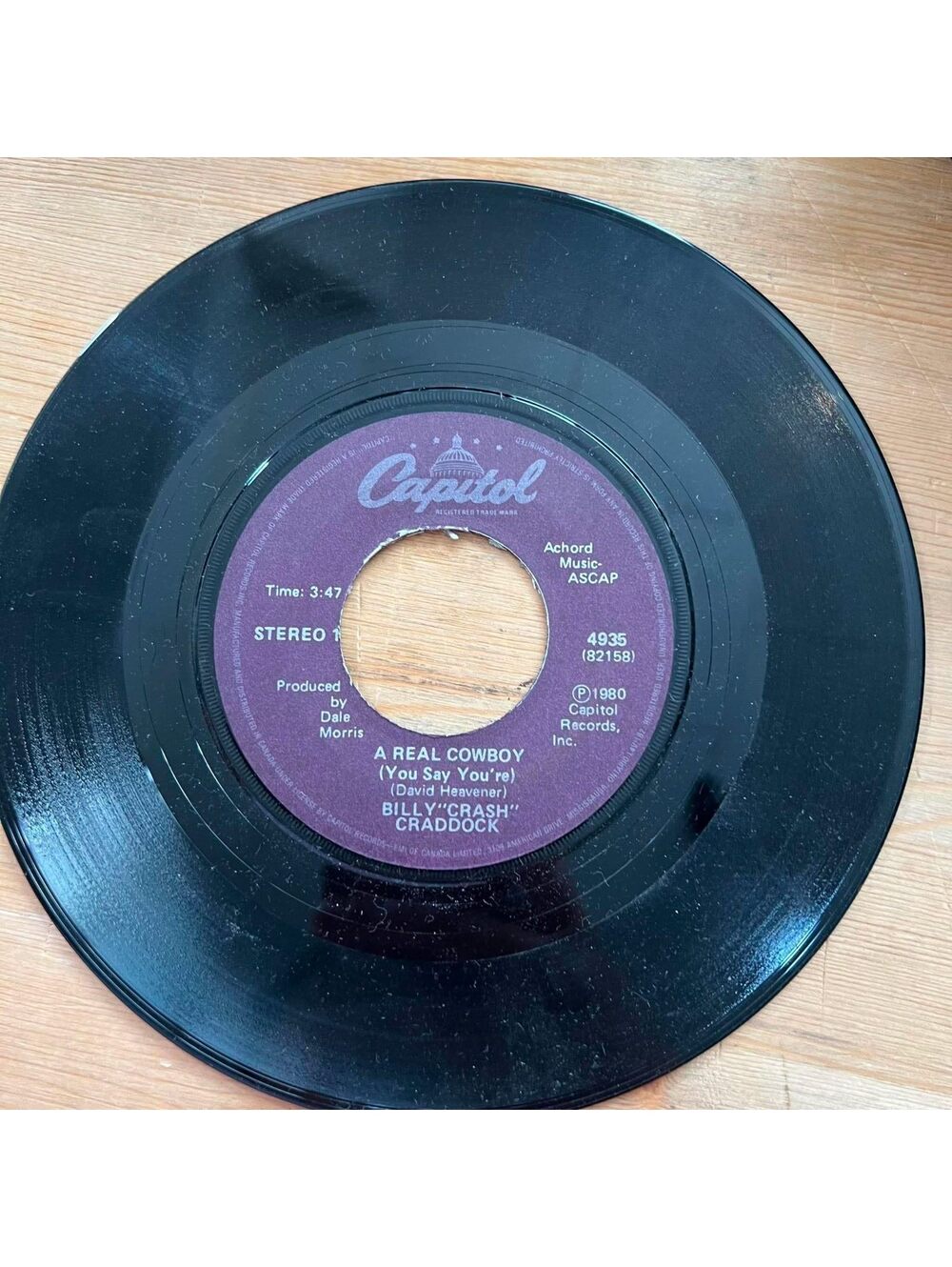 Billy "Crash" Craddock - A Real Cowboy(You say You're) 45rpm VG+ R08